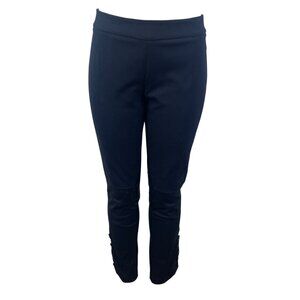 Bisou bisou Black Stretch Women’s Skinny Pants Leather Knee Accents Sz 12